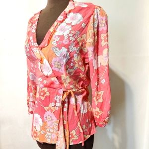 NWOT Alex & Parker Sheer Floral Long Sleeve Blouse Size L